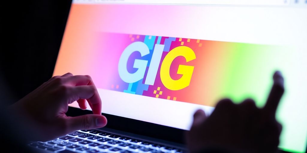 Hochwertige Darstellung eines GIF-Downloads auf einem Bildschirm.