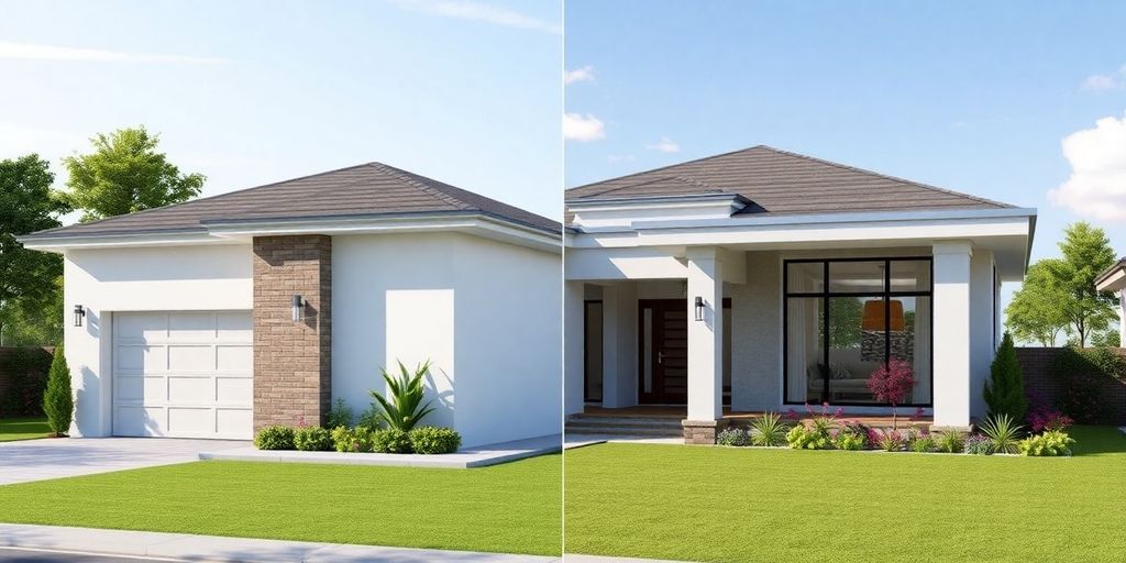 Fotorealistische 3D-Visualisierung eines modernen Hausplans.