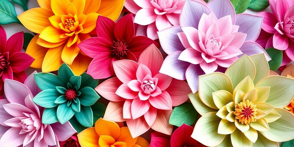 Detailreiche 3D Blumen SVG Vorlagen in lebendigen Farben