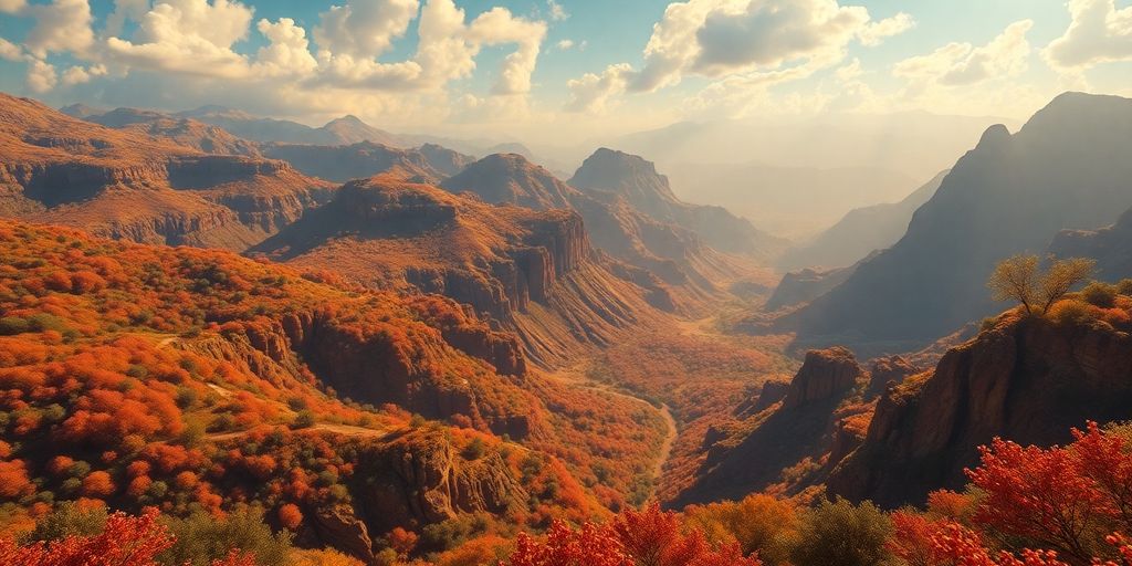 Realistische CGI Landschaft mit lebendigen Farben und Details.