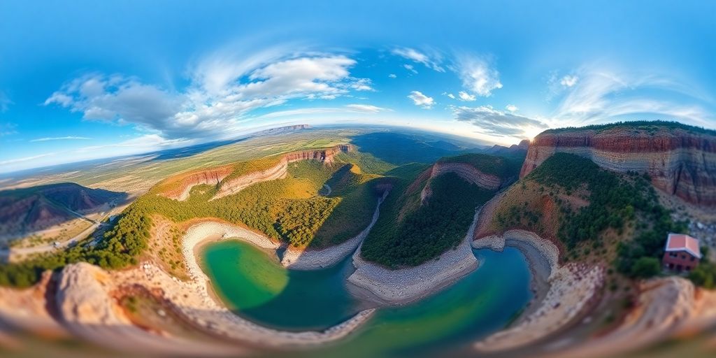 360-Grad-Bild einer atemberaubenden Landschaft.