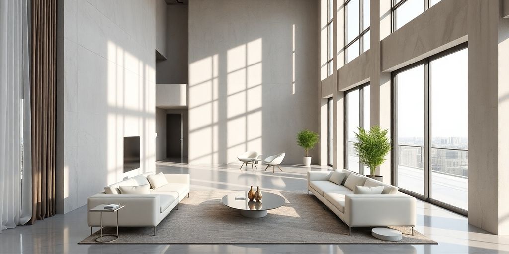 Moderne Architektur mit hochwertigem Innenraum und Beleuchtung.