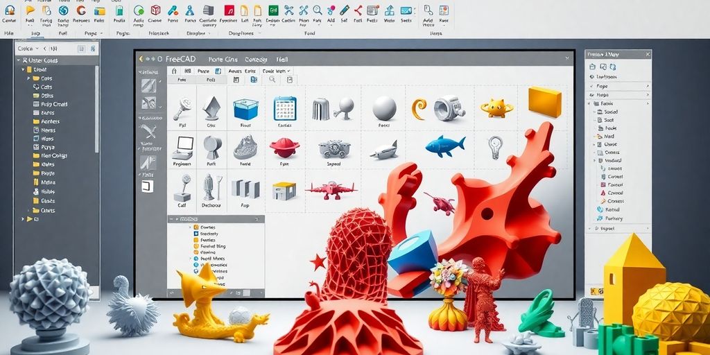 Realistisches 3D-Design Interface von FreeCAD.