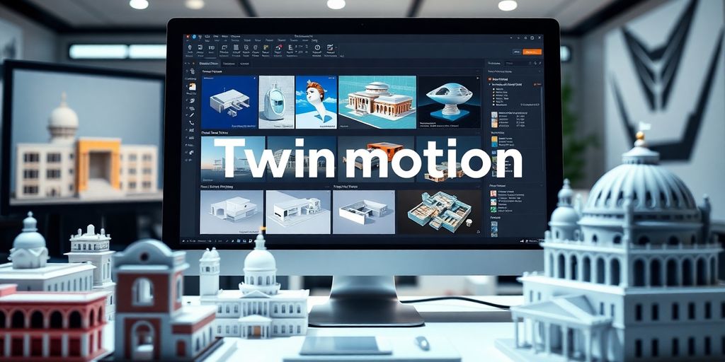 Twinmotion Software auf einem Computerbildschirm.