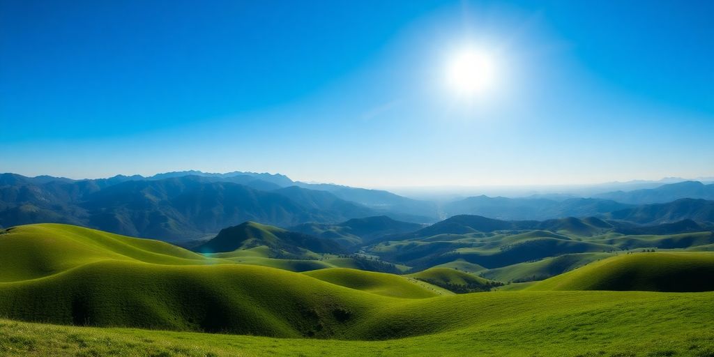 Weitwinkelansicht einer Landschaft mit klarem Himmel.