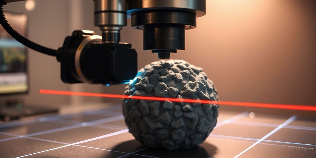 Nahaufnahme eines Objekts beim 3D-Scannen