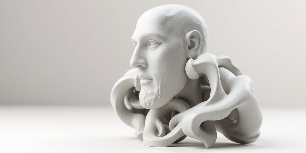 Nahaufnahme eines detaillierten 3D-Modells eines menschlichen Gesichts.