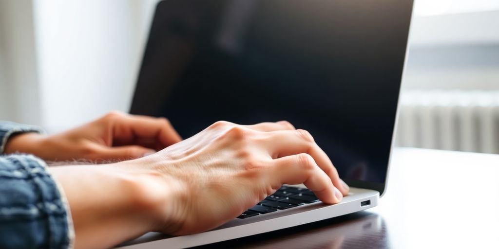 Laptop mit geöffnetem Texteditor