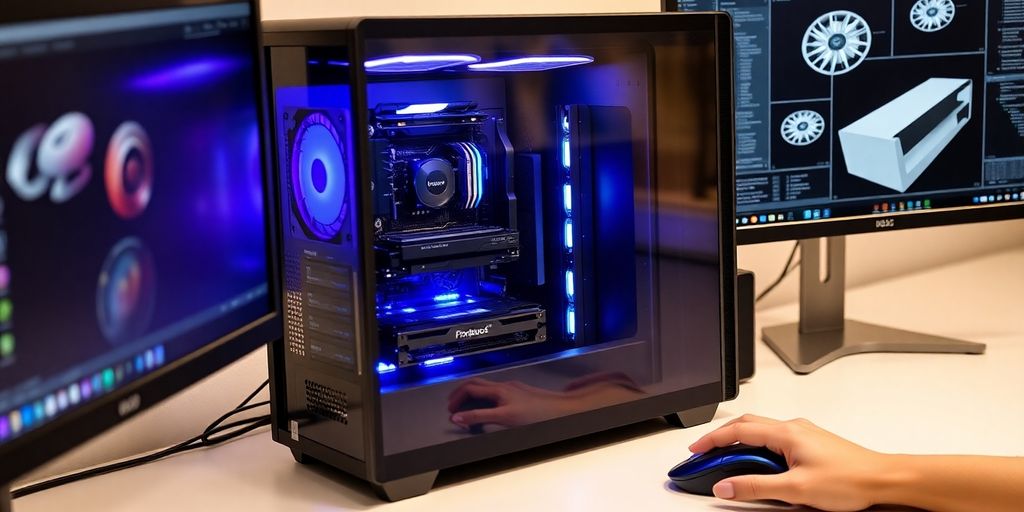 Leistungsstarker Computer mit 3D-Modellierung