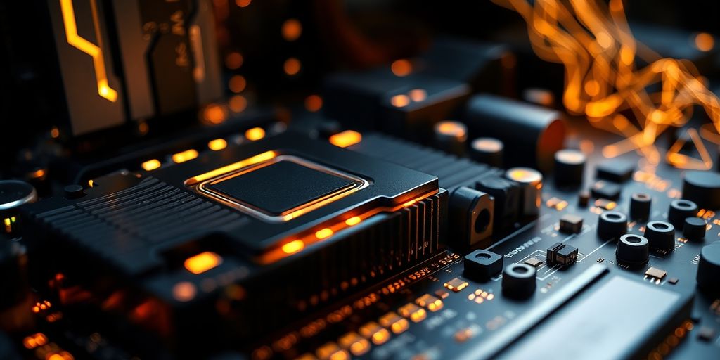 Leuchtende Computer-Hardware mit 3D-Modellen