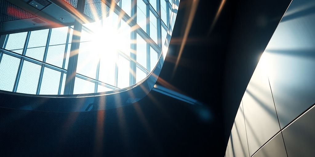 Realistisches 3D-Rendering von komplexen Objekten mit Lichteffekten.