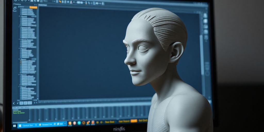 Blender 3D-Modell eines animierten Charakters in Erstellung.