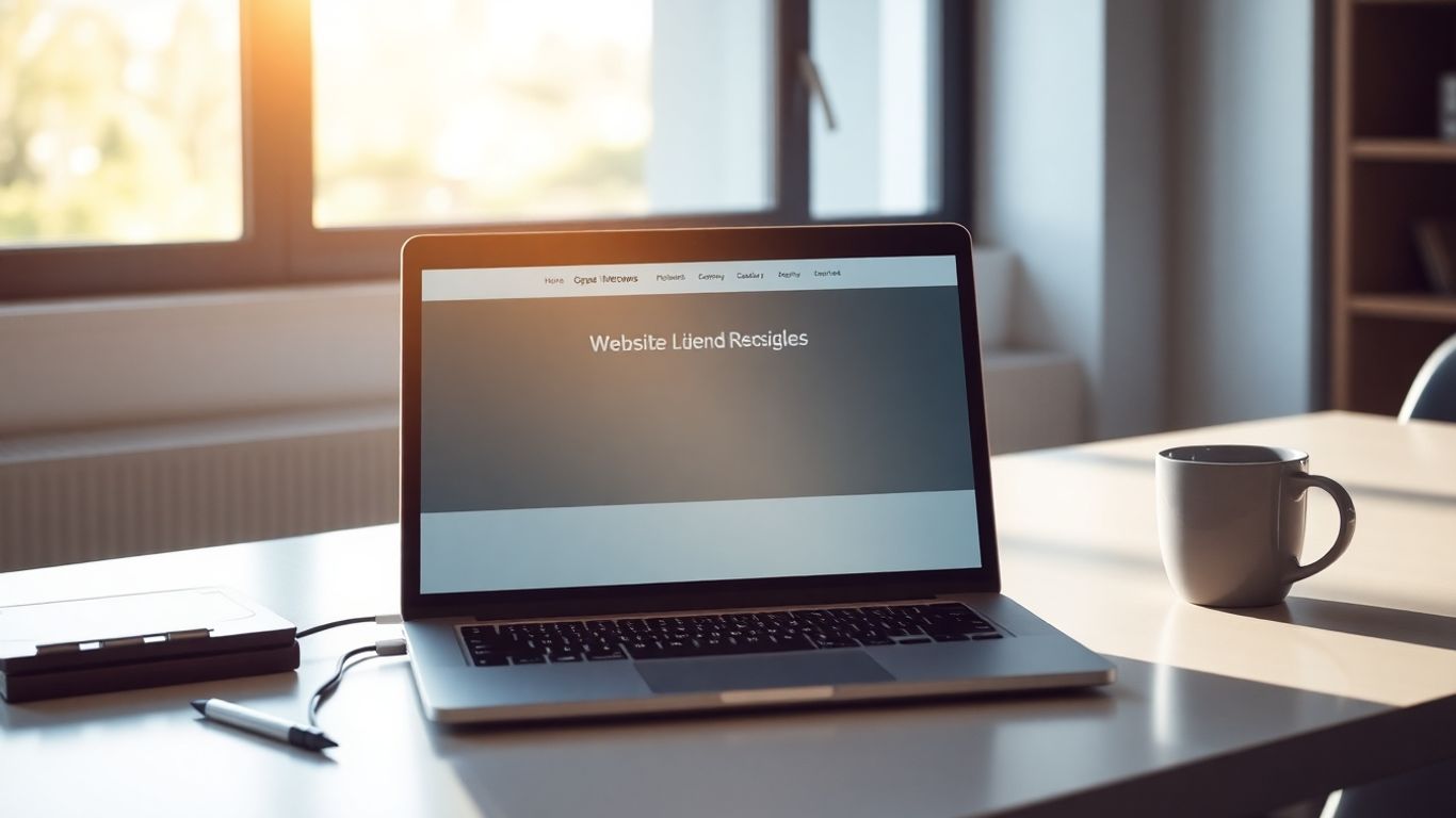 Laptop mit Website-Design auf einem Schreibtisch