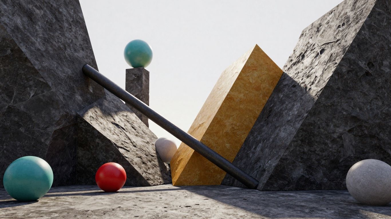 Ultra-realistische 3D-Rendering-Szene mit komplexen Formen.