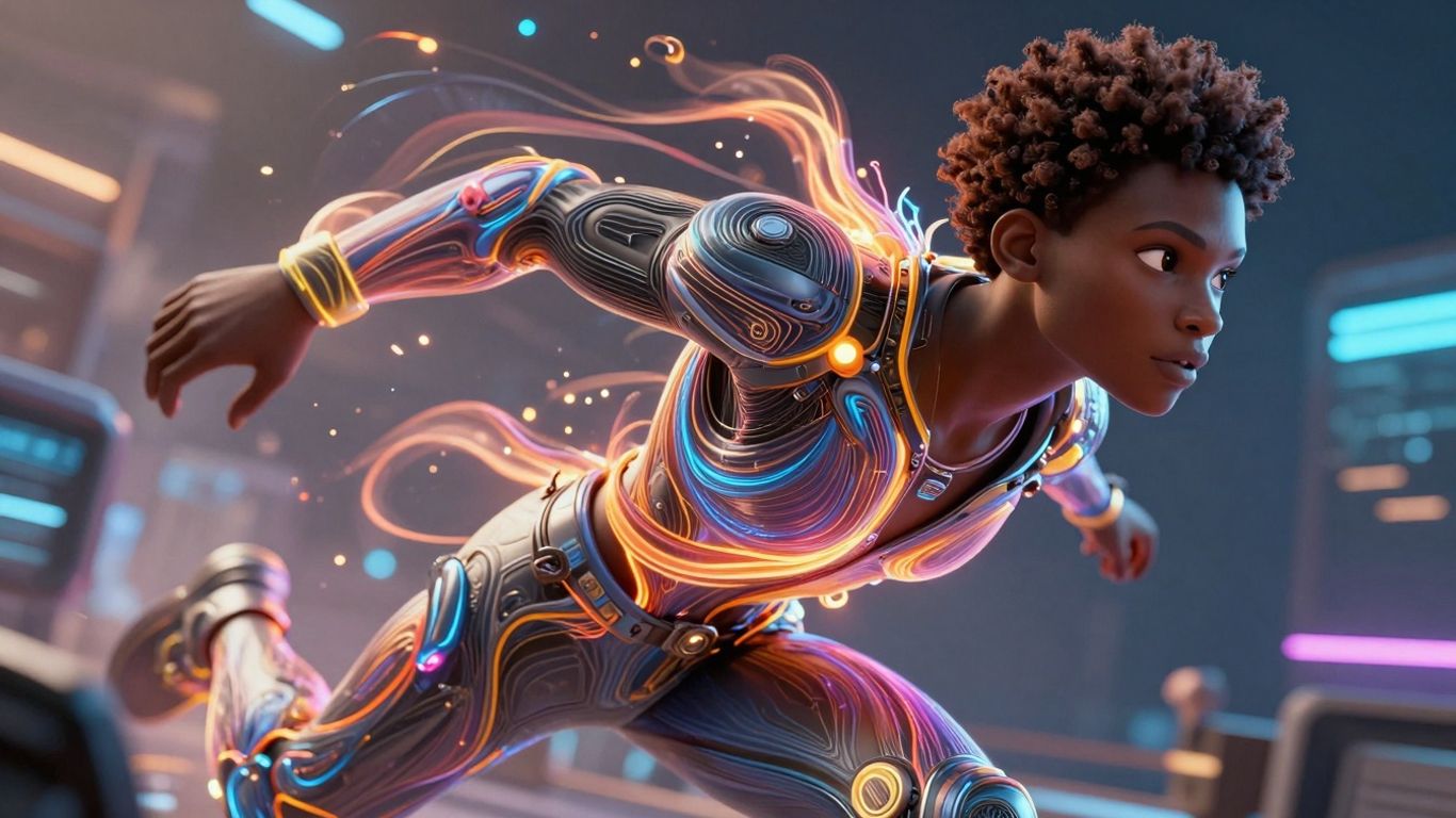 Dynamische 3D-Animation mit leuchtenden Effekten