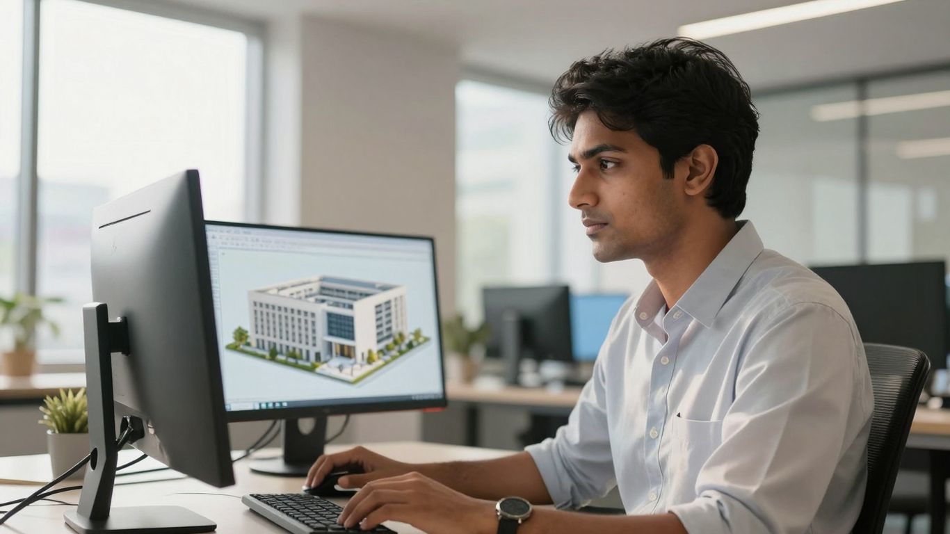 3D Rendering Agentur XYZ Büro mit modernen Arbeitsplätzen