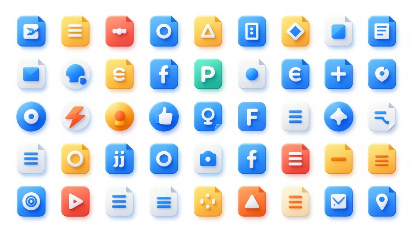 Verschiedene Dateisymbole in einem digitalen Muster.