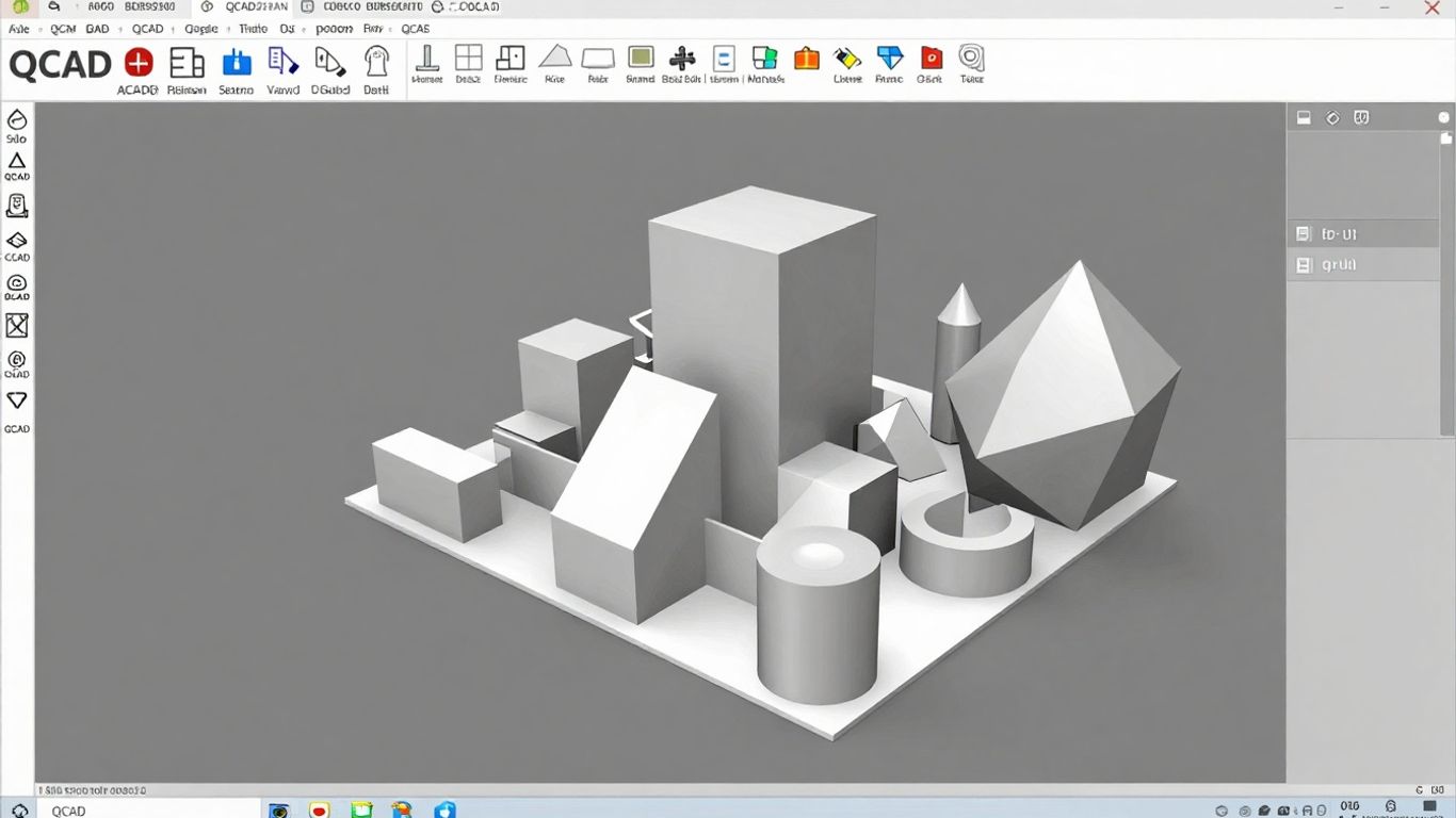 QCAD 3D CAD Software Interface und Modelle