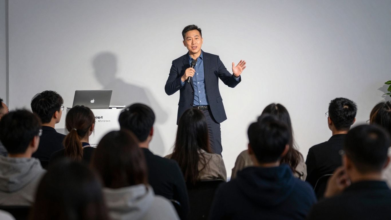 Präsentation mit erfolgreichem Publikum und Redner