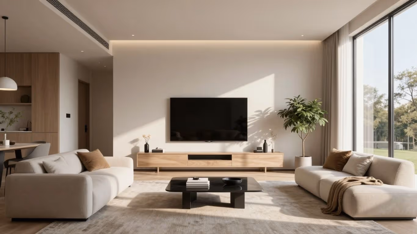 Moderne Innenraumvisualisierung mit natürlichem Licht