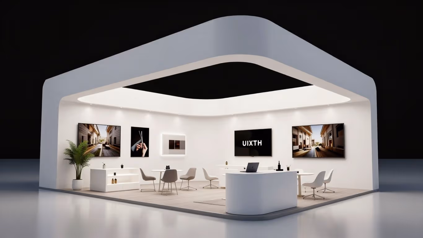 Moderner virtueller Messestand mit natürlichem Licht