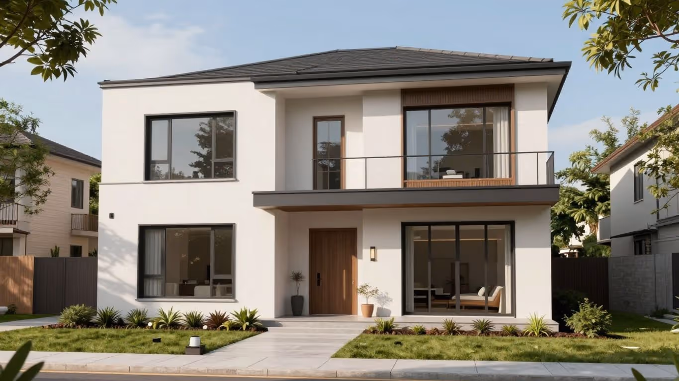 3D-Visualisierung eines modernen Hauses