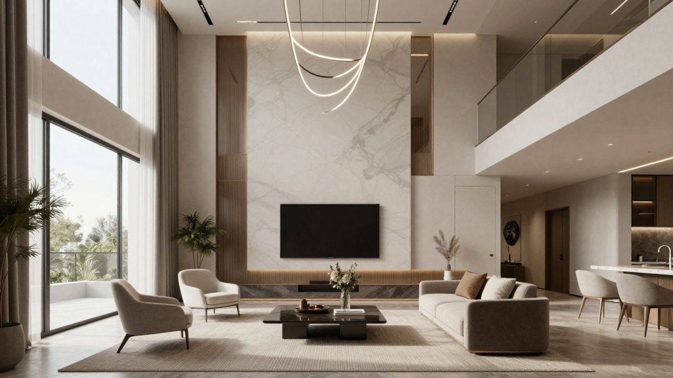 3D-Visualisierung eines modernen Immobilienzubehörs