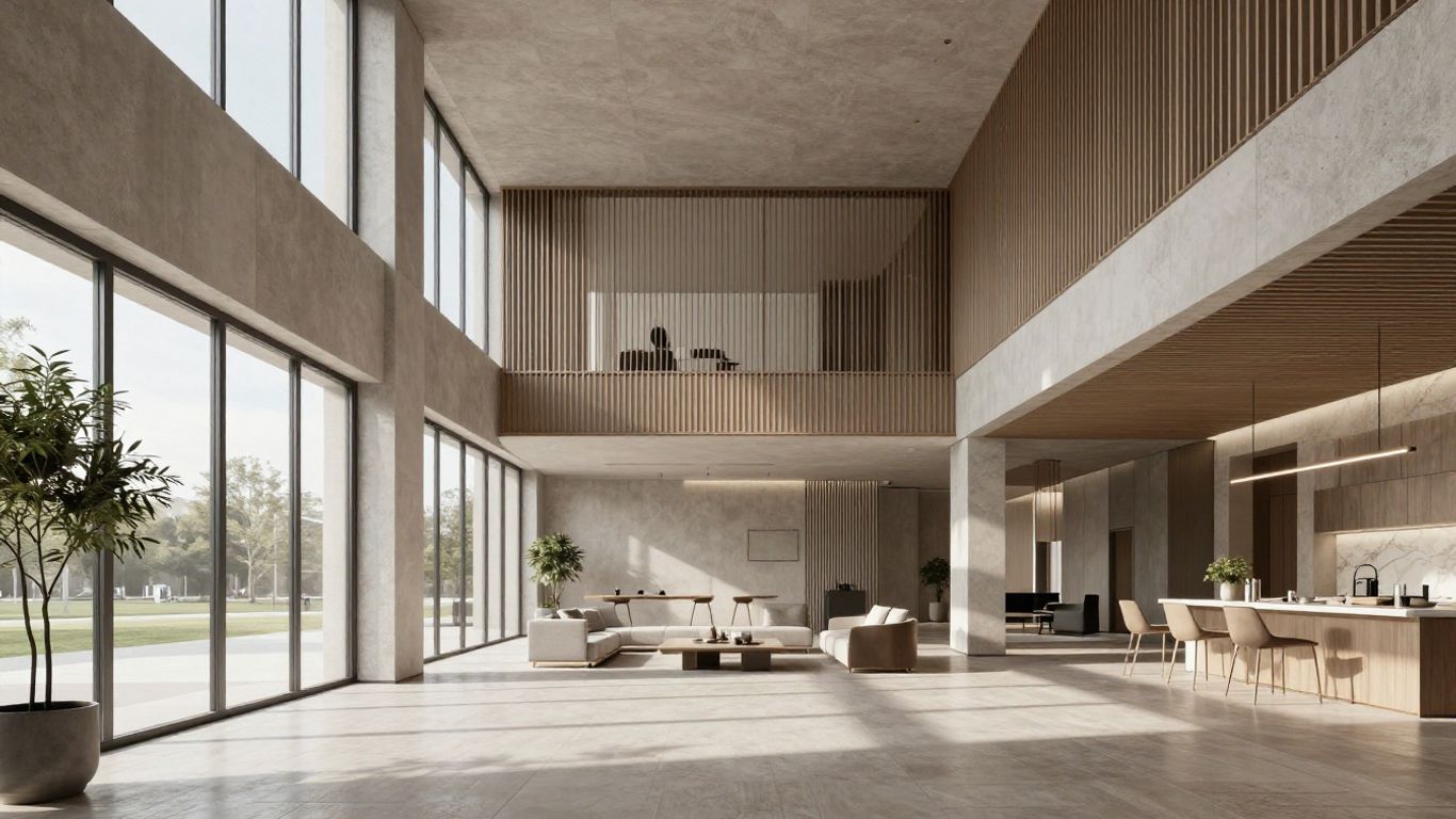 3D-Visualisierung eines modernen Gebäudes in Köln.