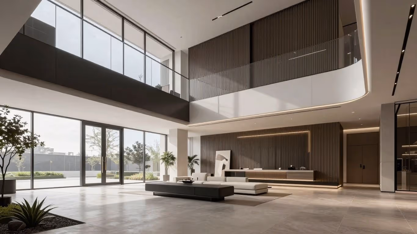 Architekturvisualisierung eines modernen Gebäudes