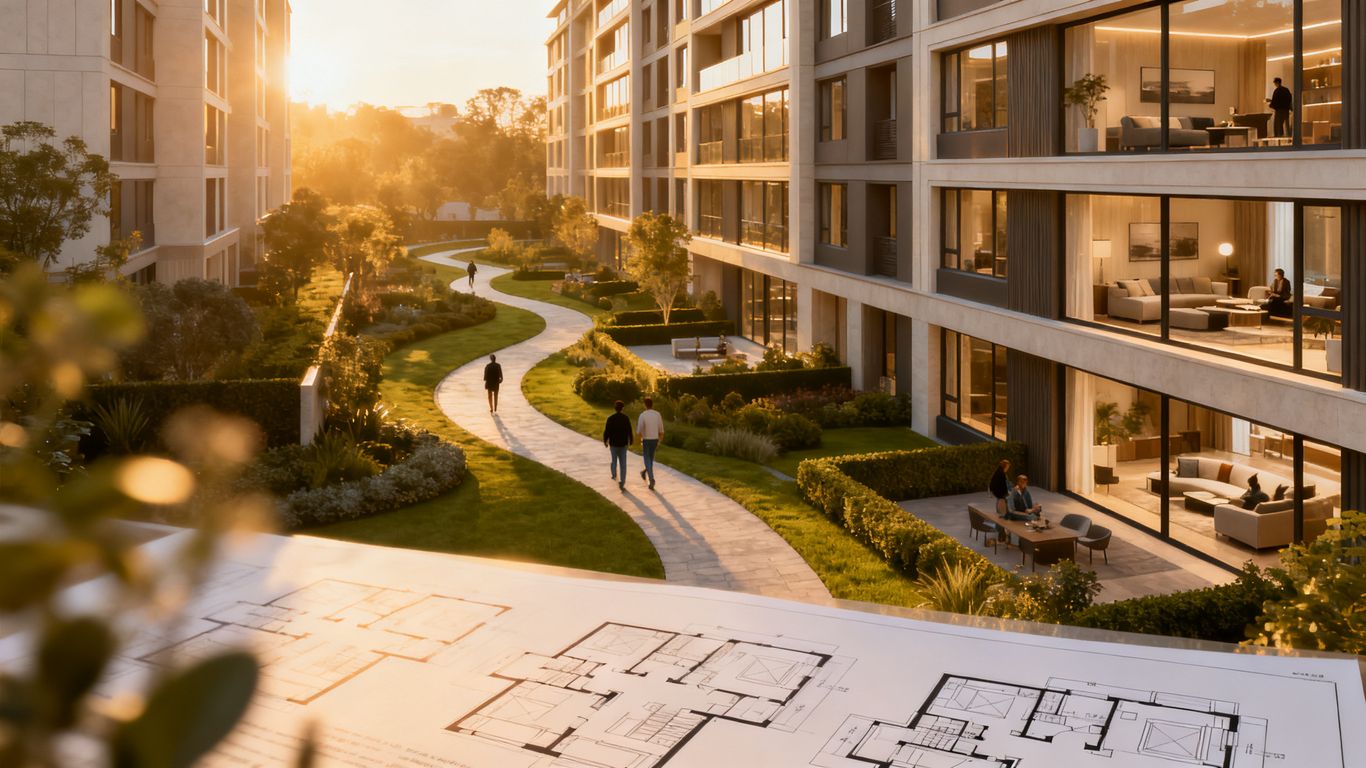 3D-Visualisierung eines Wohnquartiers als Basis für das Immobilienmarketing