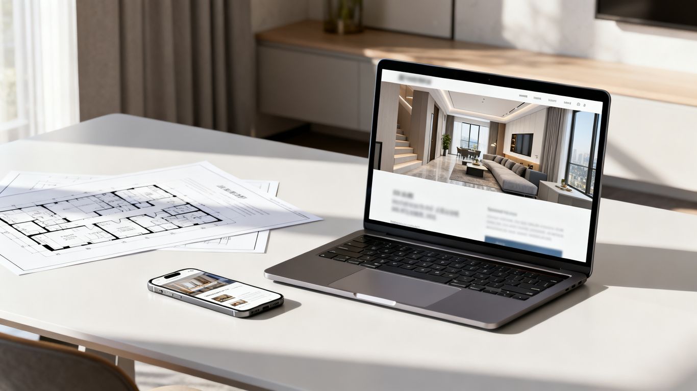 Digitales Immobilien-Exposé auf Laptop und Smartphone