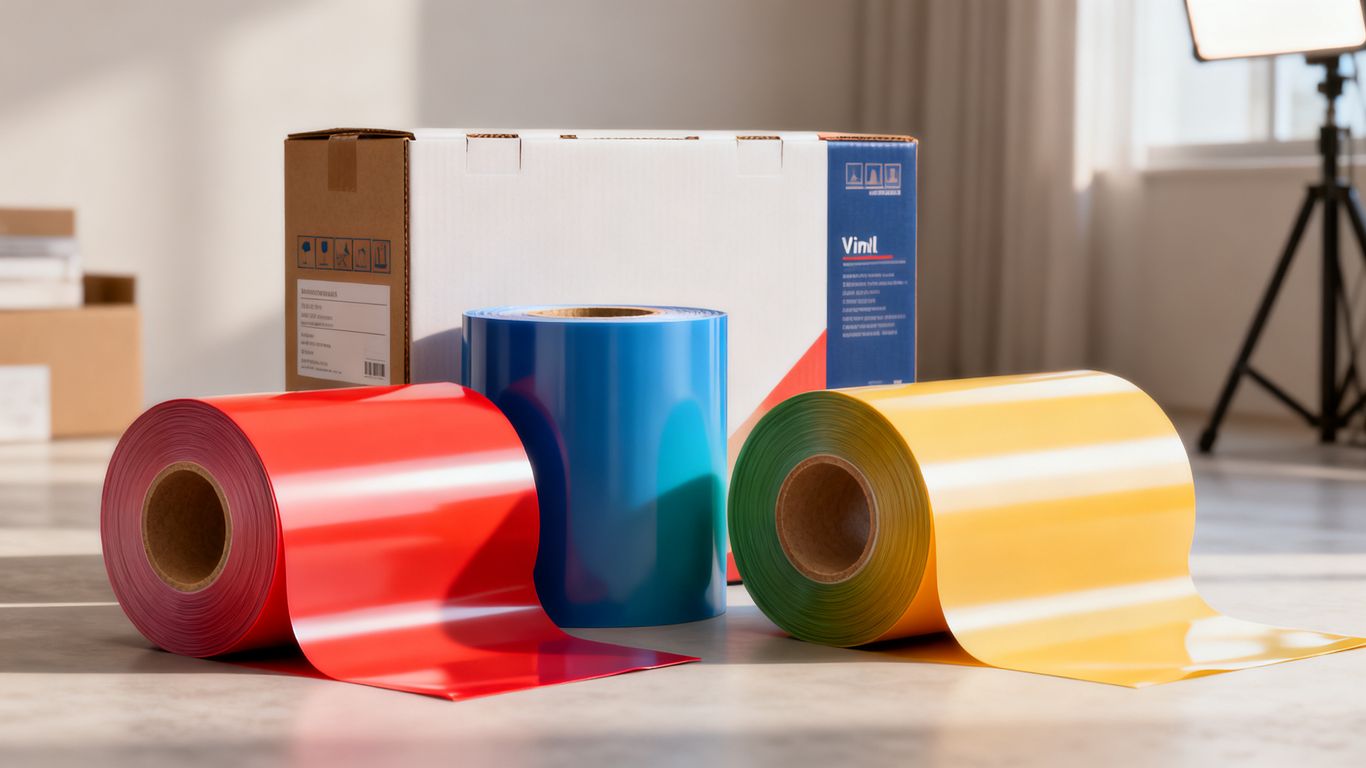Farbvarianten von Vinylrollen und Verpackungen