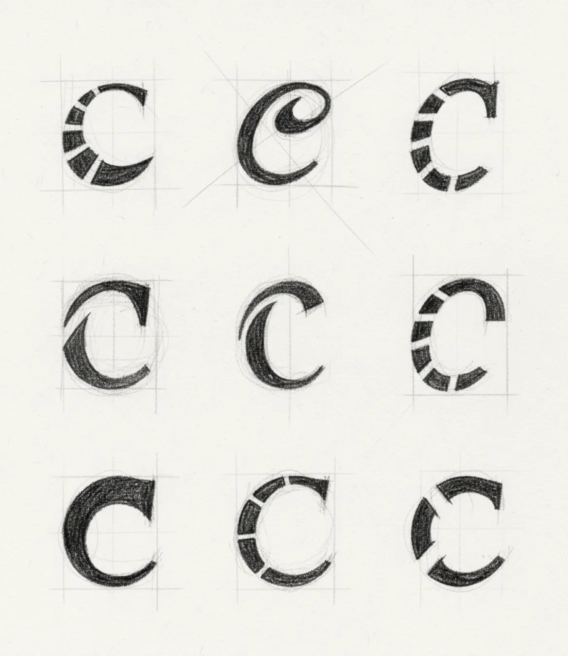 The Carry icon sketches showing the process of design and iterations