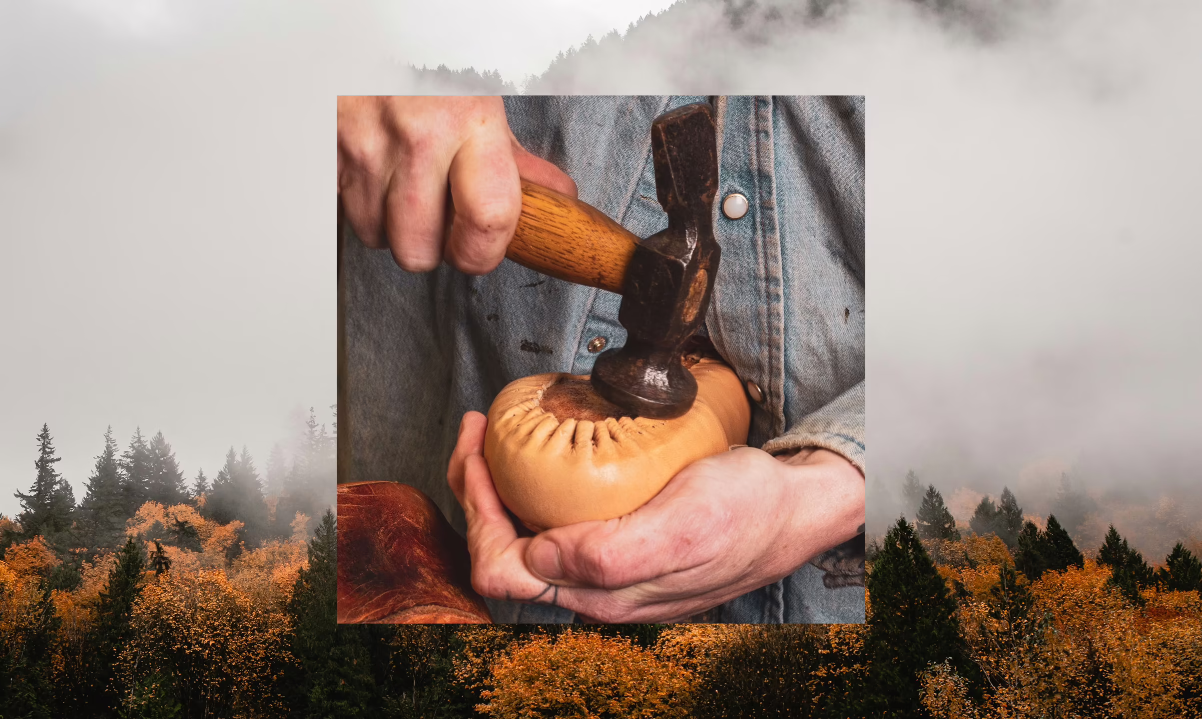 Archive Leather shoemaker working on a leather shoe