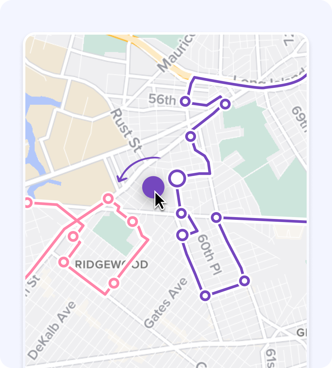 Make route adjustments straight from the map with drag and drop.