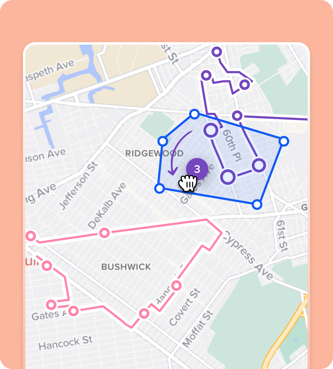 Lasso multiple stops and move them straight from the map.