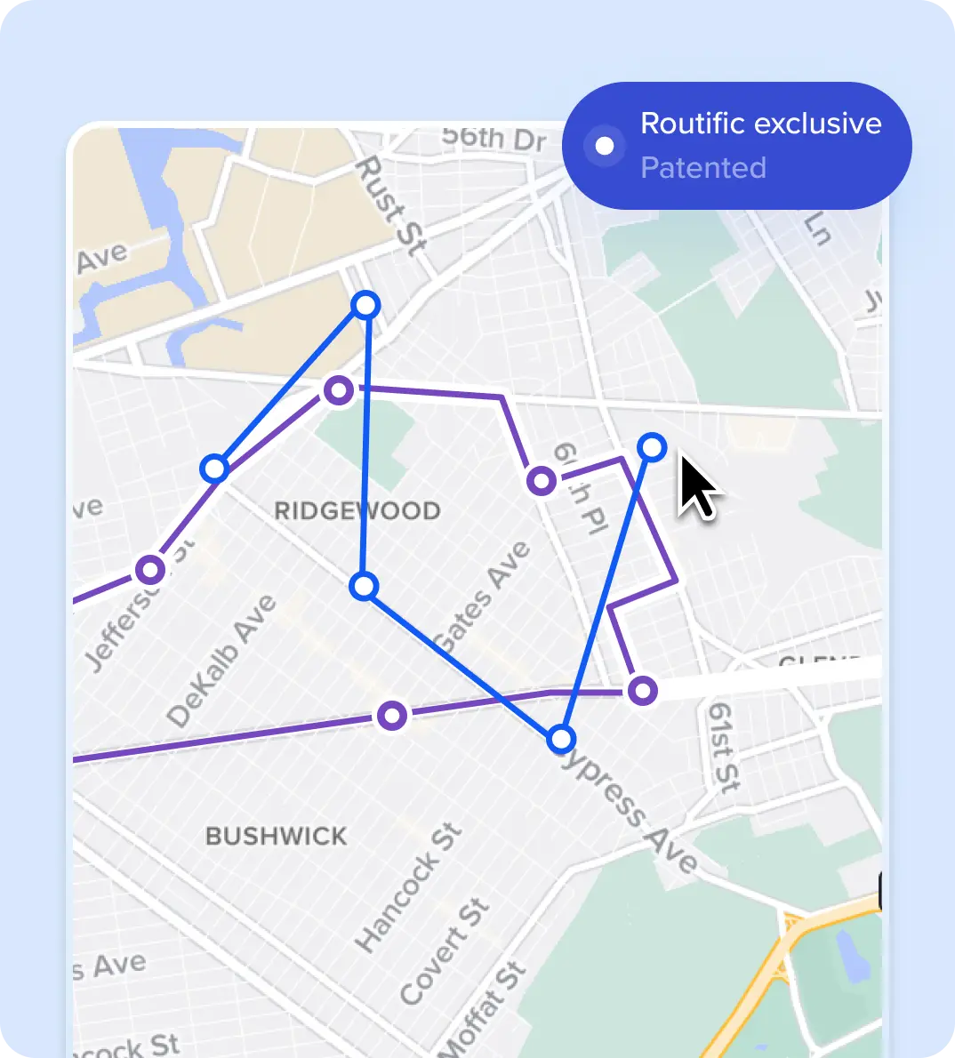 Adjust the flow of a route with a patented re-draw route feature.
