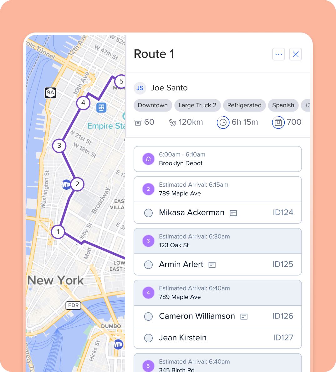 A route planned with Routific has accurate ETA estimates for the day, allowing you to communicate tight and accurate delivery ETAs to your customers.