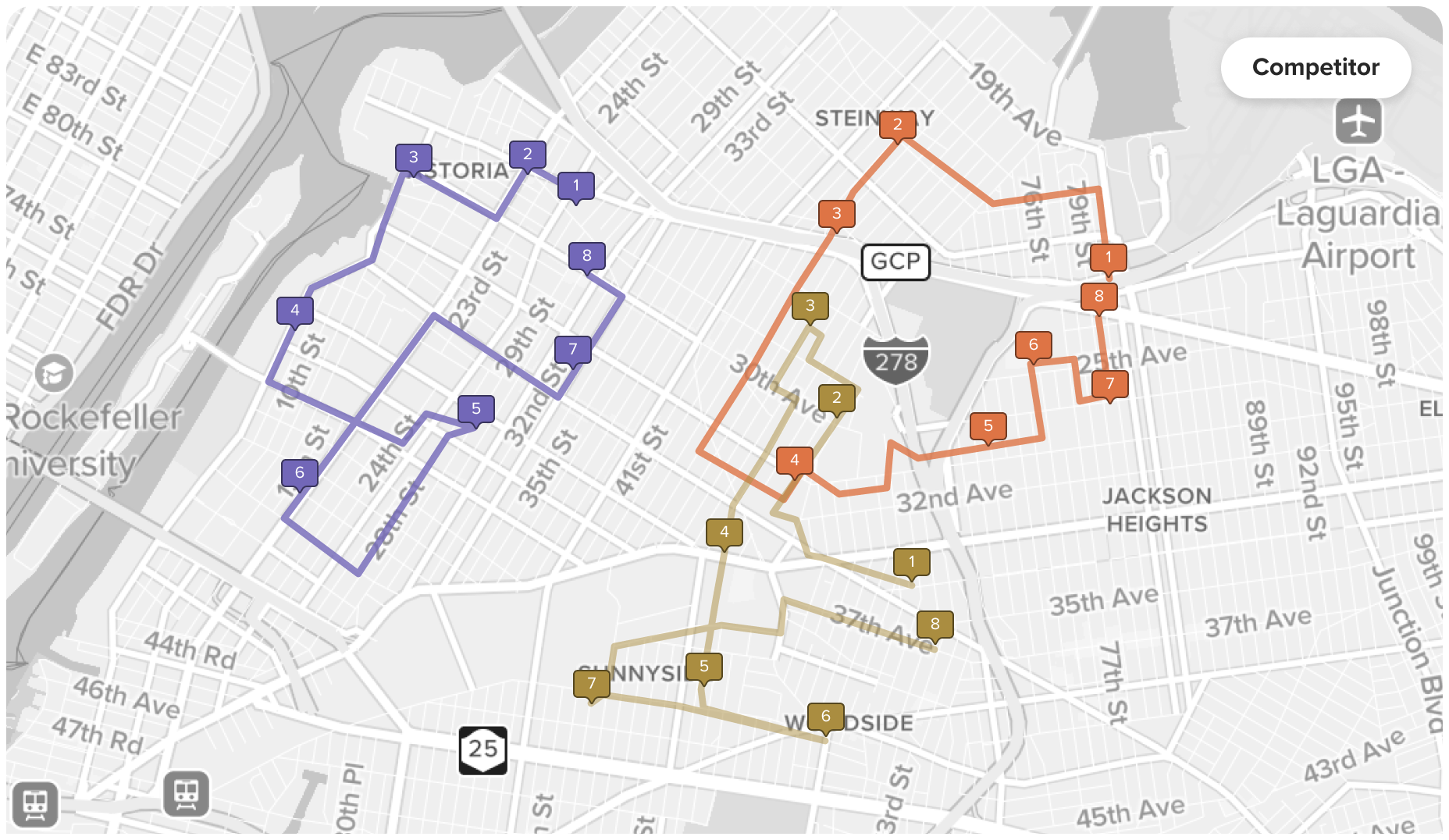 Competitive route optimization solvers typically optimize for mathematical efficiency alone, often creating entangled spaghetti routes.
