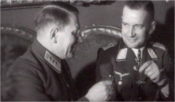 Soviet and Nazi officers, in a scene from the film