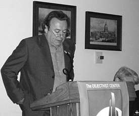 Hitchens, speaking at an Atlas Society event.