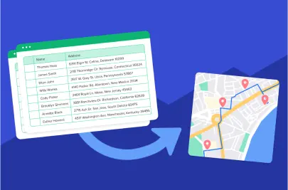 Illustration of an excel spreadsheet going into Google Maps to plan delivery routes manually.