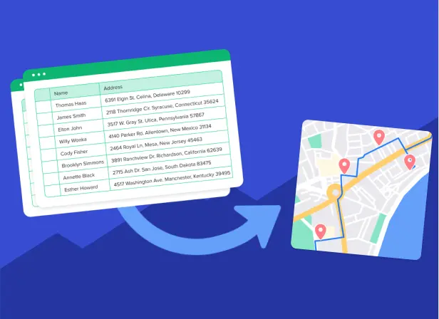 Ilustración de una hoja de Excel integrándose con Google Maps para planificar rutas de entrega manualmente