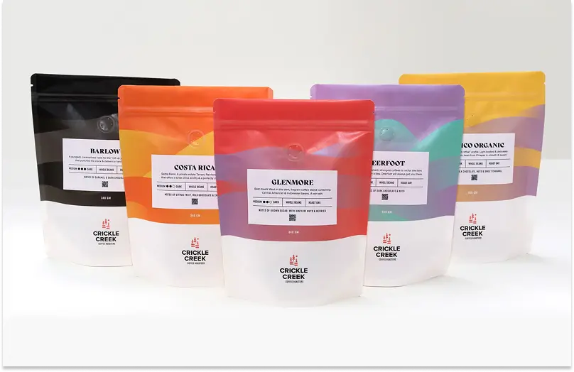 Six bags of Crickle Creek branded speciality coffee