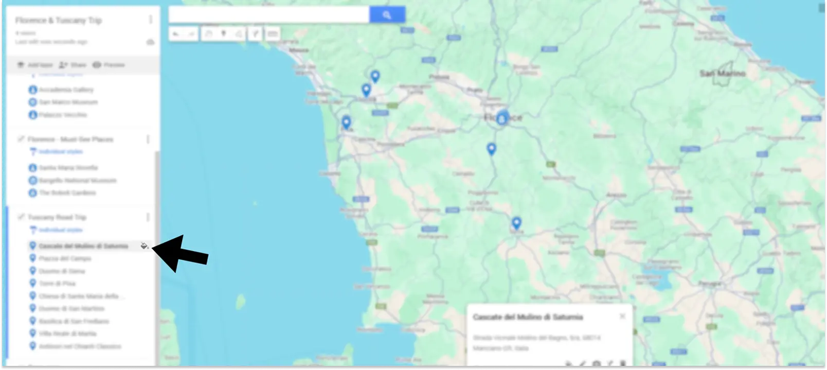 Screenshot of Google Maps import highlighting the column title feature
