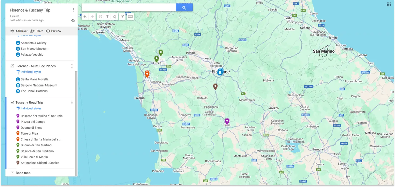 Screenshot of Google Maps import highlighting the column title feature