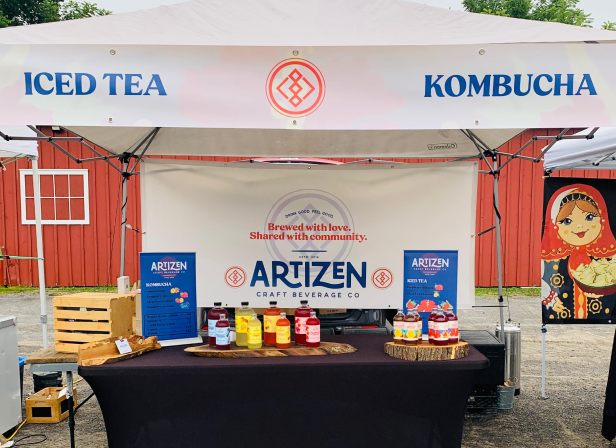 Artizen Craft Beverage Co stand at the Carp Farmers Market in Ontario