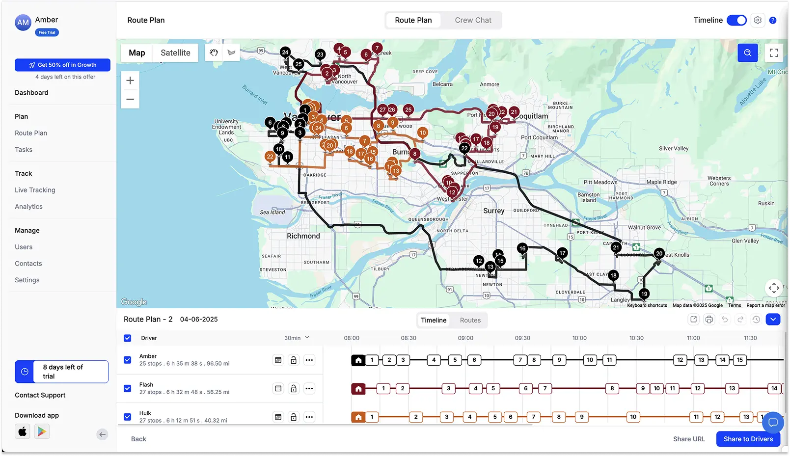 Upper route planner screenshot