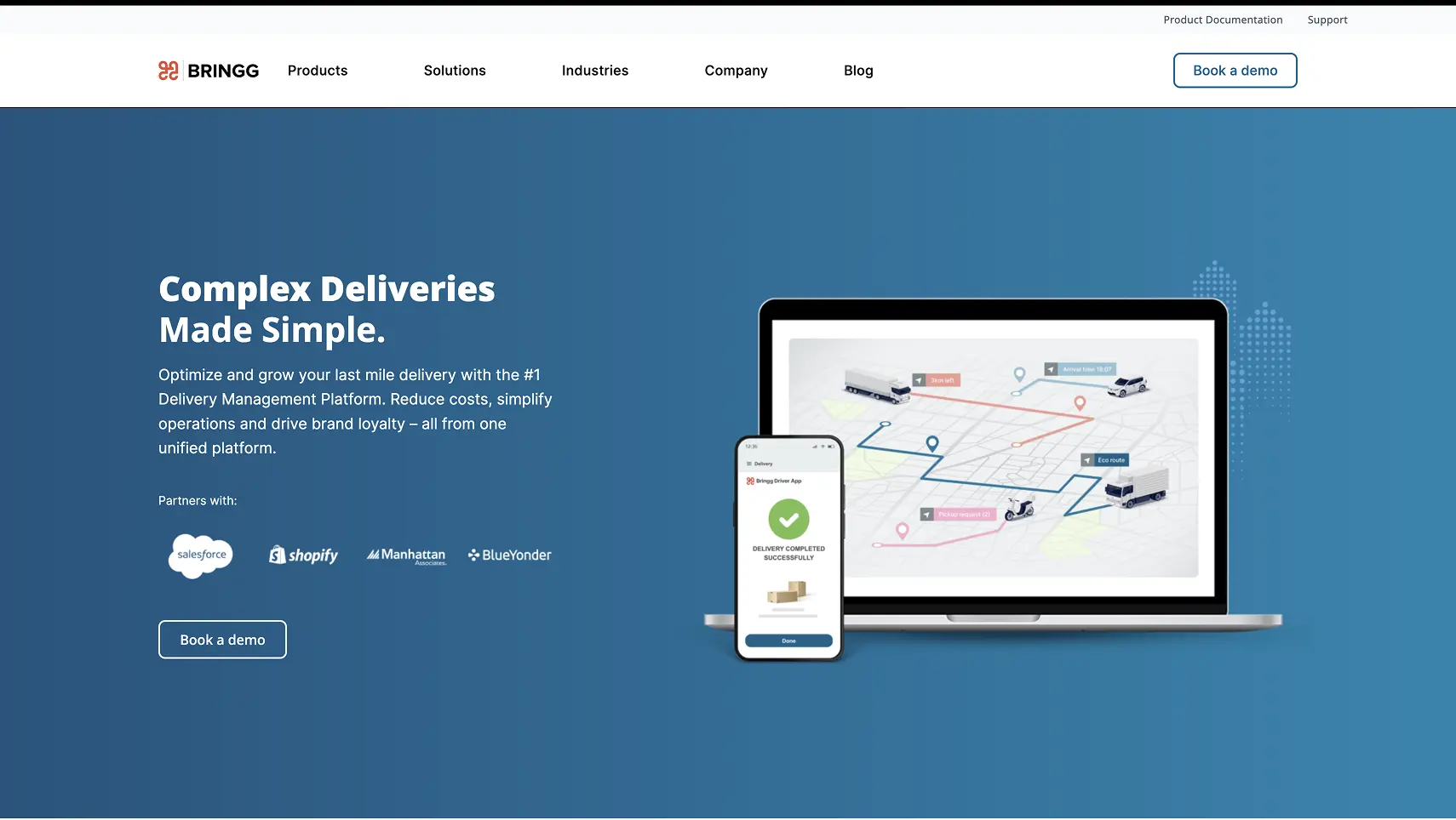 Screenshot of the home page for Bringg's ROAD product.