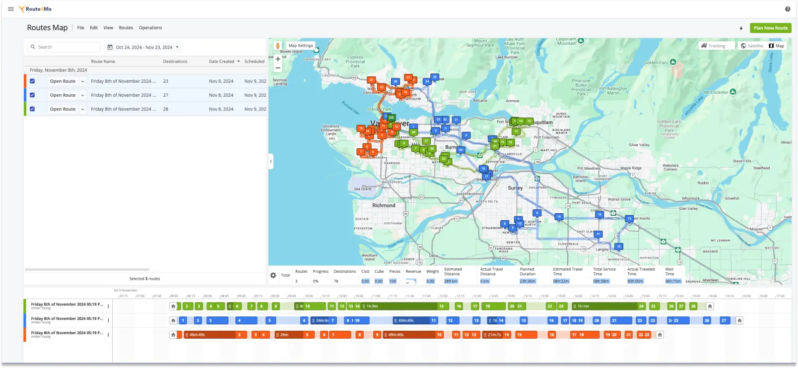 Screenshot of Route4Me planning page